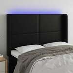 Vidaxl LED posteljno vzglavje črno 147x16x118/128 cm umetno usnje