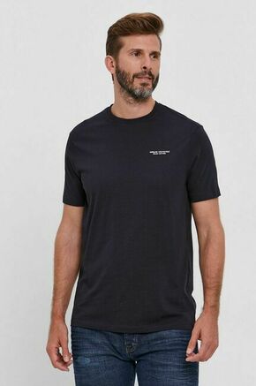 Armani Exchange bombažna majica - mornarsko modra. T-shirt iz zbirke Armani Exchange. Model narejen iz tanka