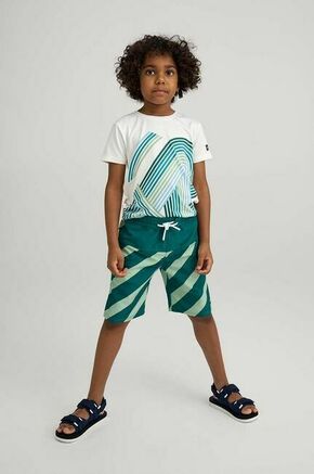 Otroške kopalne kratke hlače Reima Papaija zelena barva - zelena. Otroške kopalne kratke hlače iz kolekcije Reima. Model izdelan iz vzorčastega materiala. Model ima zaščito pred soncem UPF 50+.