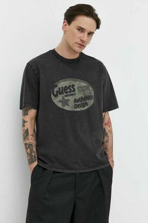 Bombažna kratka majica Guess Originals črna barva - črna. Kratka majica iz kolekcije Guess Originals