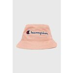 Champion otroški bombažni klobuk - roza. Otroški klobuk iz kolekcije Champion. Širok model, izdelan iz materiala z aplikacijo.