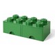 LEGO škatla za shranjevanje 8 - s predali zelene 250 x 500 x 180 mm