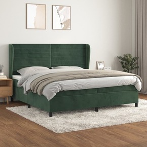 Box spring postelja z vzmetnico temno zelena 200x200 cm žamet - vidaXL - Zelena - 96