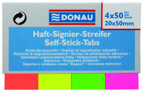 Donau Samolepilni zaznamki 20 x 50 mm - mešanica neonskih barv