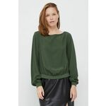 Bluza Sisley ženska, zelena barva - zelena. Bluza iz kolekcije Sisley. Model izdelan iz enobarvne tkanine. Ima širok izrez.