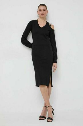 Obleka Liu Jo črna barva - črna. Obleka iz kolekcije Liu Jo. Model izdelan iz tanke