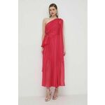 Svilena obleka Luisa Spagnoli PANNELLO roza barva, 540965 - roza. Obleka iz kolekcije Luisa Spagnoli. Nabran model, izdelan iz lahkega blaga. Učinkovit material s kovinsko nitjo.