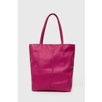 Usnjena torbica Answear Lab roza barva - roza. Velika torbica iz kolekcije Answear Lab. Model na zapenjanje, izdelan iz naravnega usnja.