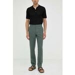 Lanene hlače Bruuns Bazaar zelena barva - zelena. Hlače iz kolekcije Bruuns Bazaar. Model izdelan iz enobarvne tkanine. Model iz zračne tkanine z visoko vsebnostjo lanu.