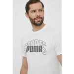 Bombažna kratka majica Puma moška, bela barva, 680177 - bela. Kratka majica iz kolekcije Puma, izdelana iz tanke, elastične pletenine. Model iz zračne bombažne tkanine.