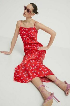 Obleka Rotate rdeča barva - rdeča. Casual obleka iz kolekcije Rotate. Model izdelan iz vzorčaste tkanine. Model iz mehke in zračne tkanine je idealen za toplejše letne čase.
