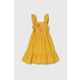 Otroška obleka z mešanico lanu zippy rumena barva - rumena. Otroški Lahkotna obleka iz kolekcije zippy. Model izdelan iz tkanine z nalepko. Model iz zračne tkanine z visoko vsebnostjo lanu.