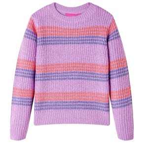 VidaXL Otroški pulover črtast pleten lila in roza 116