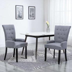 VidaXL Jedilni stol z naslonjali za roke svetlo sivo blago