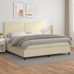 Box spring postelja z vzmetnico krem 200x200 cm umetno usnje - vidaXL - krema - 94,18 - 200 x 200 cm - vidaXL