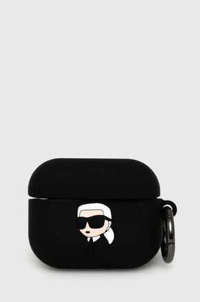 Karl Lagerfeld airpods pro cover črn silikonski karl head 3d