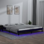 vidaXL LED posteljni okvir črn 150x200 cm 5FT trden les