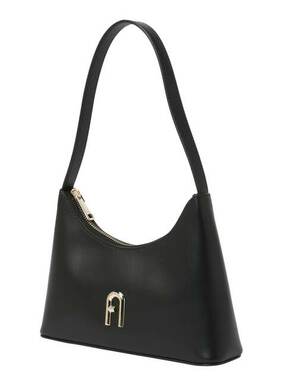 Usnjena torbica Furla črna barva - črna. Majhna torbica iz kolekcije Furla. Model na zapenjanje