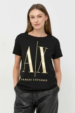 Bombažna kratka majica Armani Exchange črna barva - črna. Ohlapna kratka majica iz kolekcije Armani Exchange. Model izdelan iz tanke