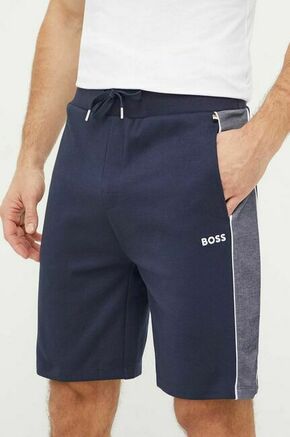 Kratke hlače lounge BOSS mornarsko modra barva - mornarsko modra. Kratke hlače iz kolekcije BOSS. Model izdelan iz vzorčaste pletenine. Model iz izjemno udobne tkanine z visoko vsebnostjo bombaža.