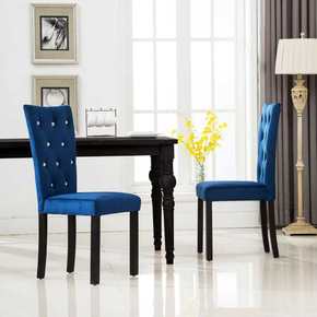 VidaXL Jedilni stol 2 kosa žamet temno modre barve