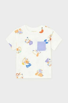 Otroška bombažna majica Mayoral bež barva - bež. Kratka majica za dojenčka iz kolekcije Mayoral. Model izdelan iz udobne pletenine.