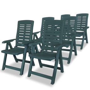 VidaXL Prilagodljivi vrtni stoli 6 kosov 60x61x108cm plastika zeleni