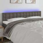 Greatstore LED posteljno vzglavje sivo 200x5x78/88 cm umetno usnje