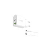 Ksix GaN ultra hitri stenski polnilnik 20W, USB-C + USB-A, 1 m USB-C na Lightning kabel