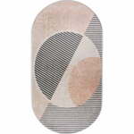 Svetlo rožnata/kremno bela pralna preproga 80x120 cm Oval – Vitaus