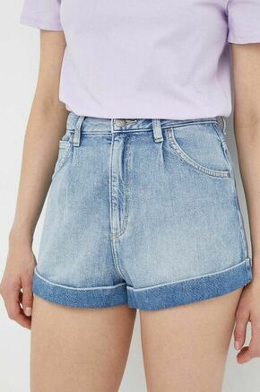 Jeans kratke hlače Lee ženski - modra. Kratke hlače iz kolekcije Lee. Model izdelan iz jeansa. Trden material