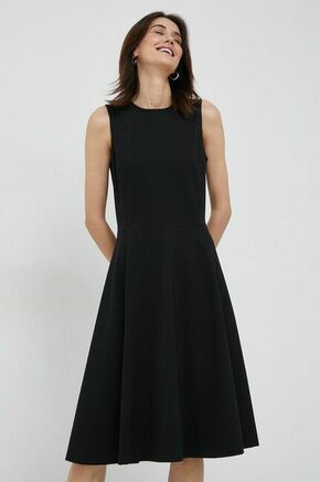 Obleka Lauren Ralph Lauren črna barva - črna. Obleka iz kolekcije Lauren Ralph Lauren. Nabran model izdelan iz enobarvne pletenine.