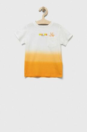 Otroška bombažna kratka majica Guess oranžna barva - oranžna. Otroške lahkotna kratka majica iz kolekcije Guess