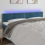 Greatstore LED posteljno vzglavje temno modro 180x5x78/88 cm žamet