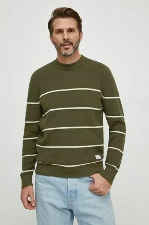 Bombažen pulover Pepe Jeans zelena barva - zelena. Pulover iz kolekcije Pepe Jeans. Model izdelan iz vzorčaste pletenine. Model iz izjemno udobne bombažne tkanine