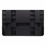 Črna modularna knjižna polica iz masivnega bora 346x210 cm Finca – WOOOD