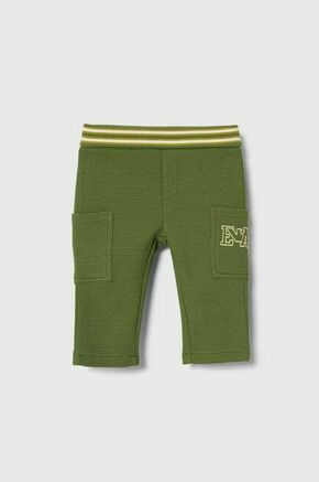 Otroške bombažne hlače Emporio Armani zelena barva - zelena. Kratke hlače za dojenčka iz kolekcije Emporio Armani. Model izdelan iz mehke pletenine. Bombažen