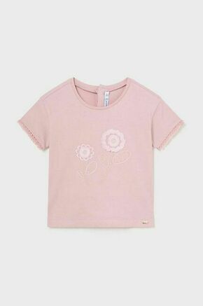 Otroška bombažna majica Mayoral roza barva - roza. Kratka majica iz kolekcije Mayoral. Model izdelan iz tanke