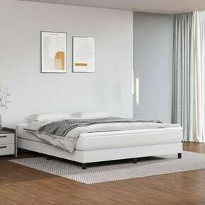 Vidaxl Box spring posteljni okvir bel 160x200 cm umetno usnje