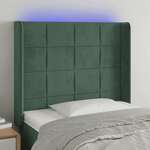 shumee LED posteljno vzglavje temno zeleno 103x16x118/128 cm žamet