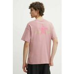 Bombažna kratka majica Converse roza barva, 10025187-A02 - roza. Kratka majica iz kolekcije Converse, izdelana iz tanke, elastične pletenine. Model iz izjemno udobne bombažne tkanine.