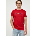 Bombažna kratka majica Tommy Hilfiger rdeča barva - rdeča. Lahkotna majica iz kolekcije Tommy Hilfiger, izdelana iz pletenine, prijetne na optip. Model iz izjemno udobne bombažne tkanine.