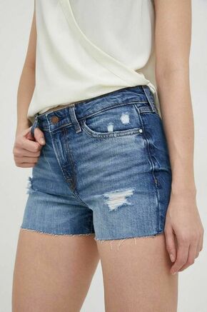 Jeans kratke hlače Guess ženski - modra. Kratke hlače iz kolekcije Guess. Model izdelan iz jeansa. Trden material