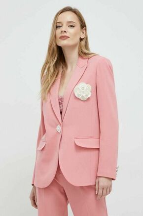 Suknjič s primesjo volne Custommade Fabiana roza barva - roza. Suknjič iz kolekcije Custommade. Model izdelan iz enobarvne tkanine. Vključena je učinkovita broška.