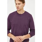 Bombažen pulover GAP moški, vijolična barva, - vijolična. Pulover iz kolekcije GAP. Model z okroglim izrezom, izdelan iz tanke, bombažne pletenine.