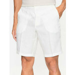 Lanene kratke hlače United Colors of Benetton bela barva - bela. Kratke hlače iz kolekcije United Colors of Benetton. Model izdelan iz gladke tkanine. Model iz tankega materiala je idealen za toplejše letne čase.