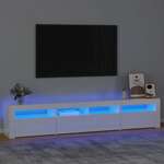 vidaXL TV omarica z LED lučkami visok sijaj bela 210x35x40 cm