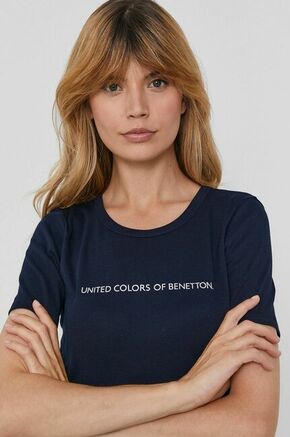Bombažen t-shirt United Colors of Benetton mornarsko modra barva - mornarsko modra. T-shirt iz kolekcije United Colors of Benetton. Model izdelan iz tanke