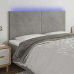 Greatstore LED posteljno vzglavje svetlo sivo 200x5x118/128 cm žamet