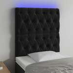 Greatstore LED posteljno vzglavje črno 80x7x118/128 cm žamet